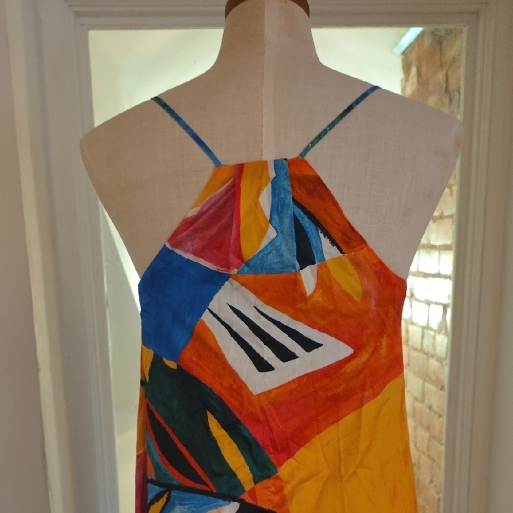 Nicole Miller Multicolor Abstract Maxi Dress with Pockets - Picture 4 of 4